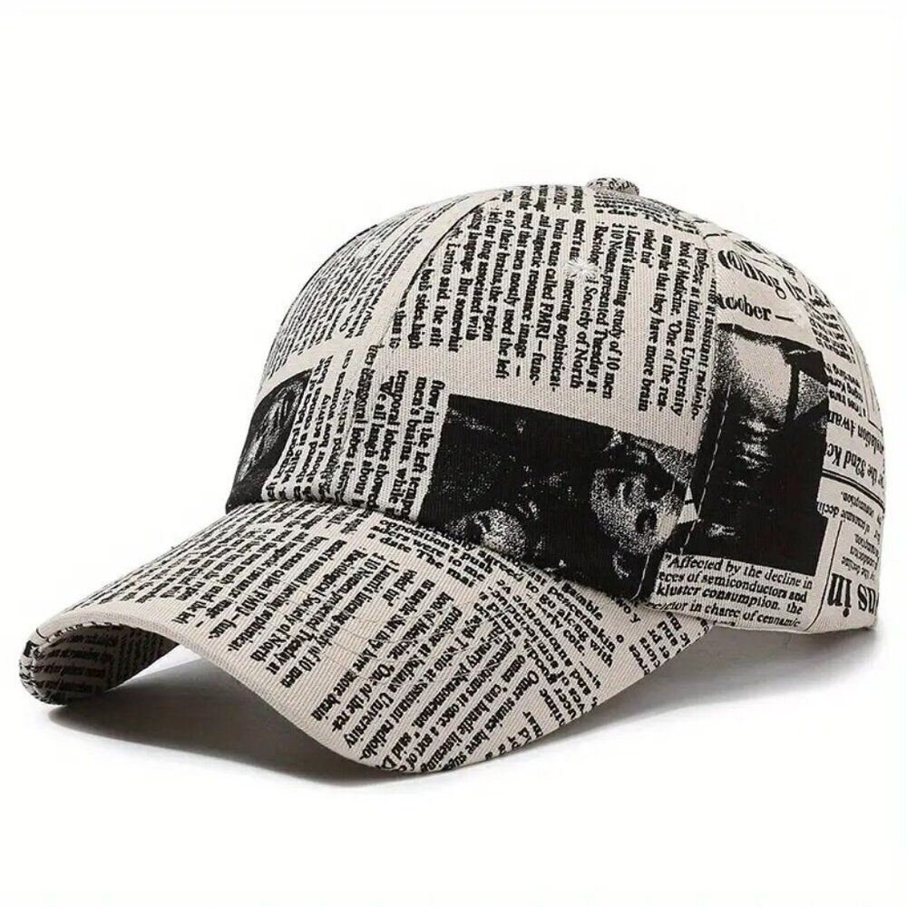 Vintage Alphabet Print Baseball Cap - (COLOR: BEIGE)